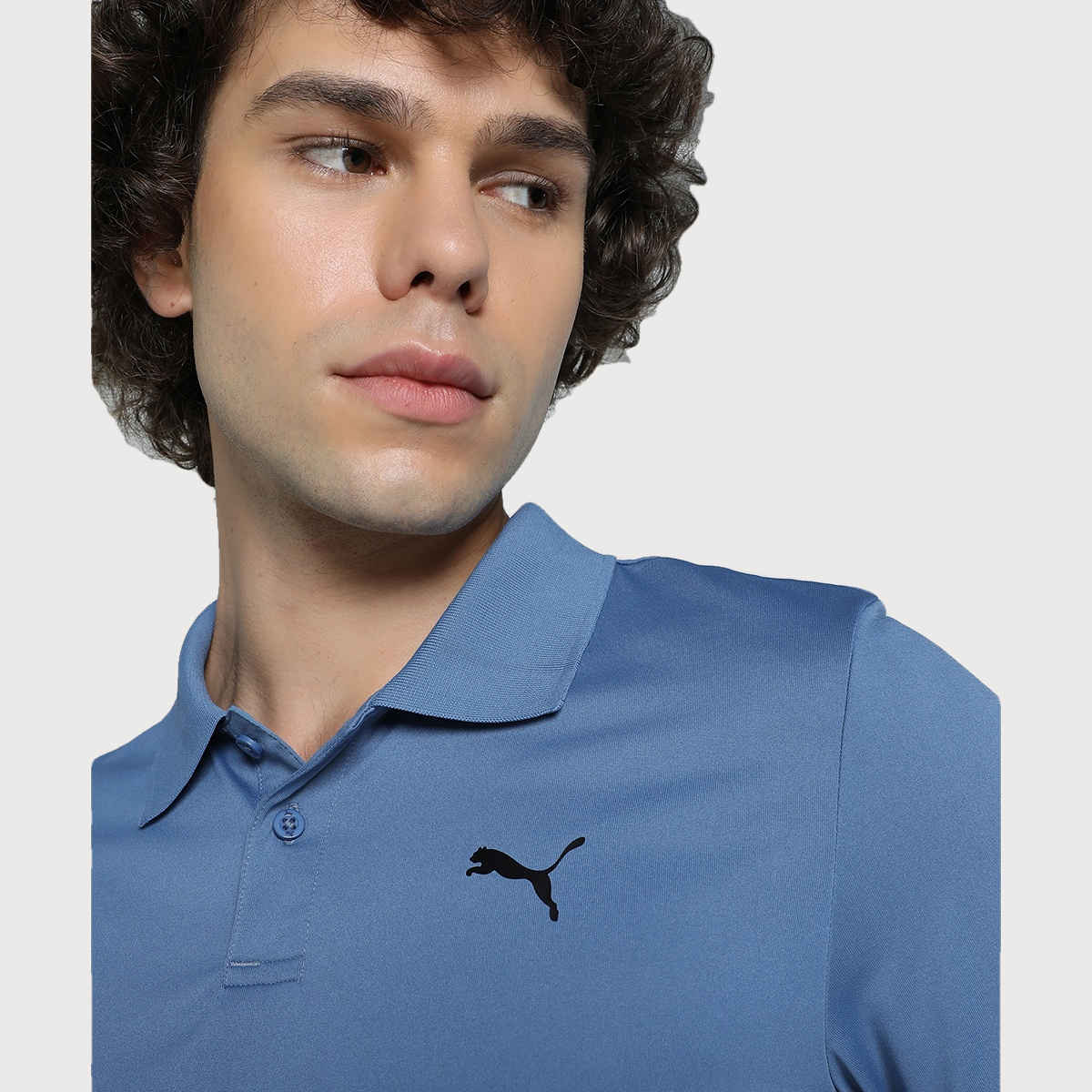Puma Men's Polo T-Shirt Train Logo - Blue | L
