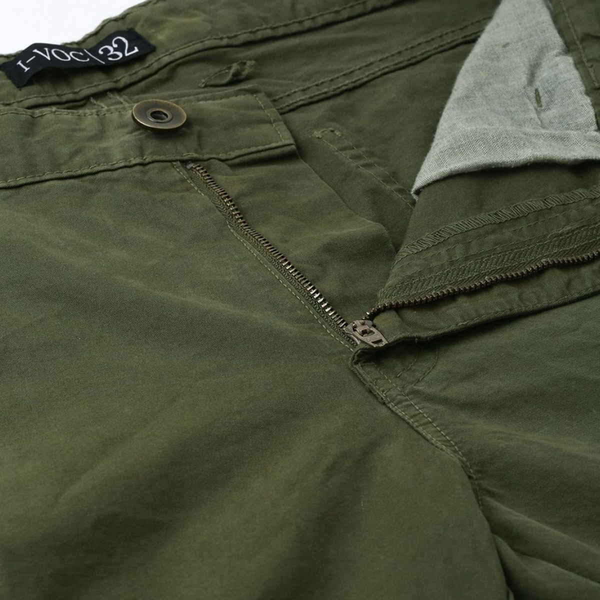 IVOC Men's Slim Fit Cargo Trousers | Olive - 32