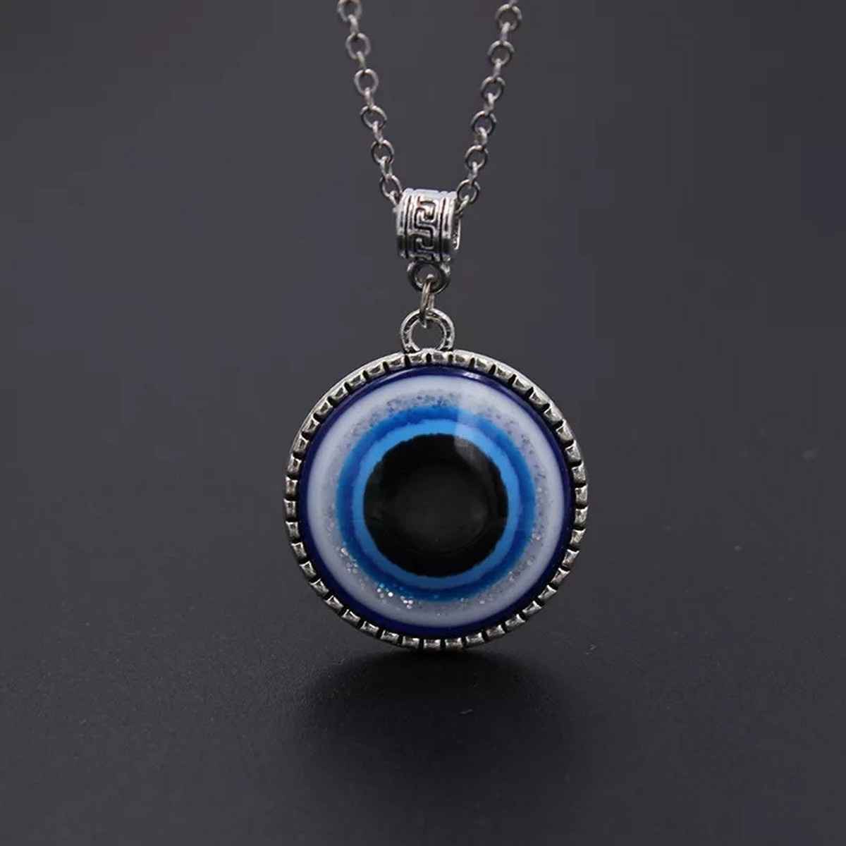 Fashion Frill Men's Evil Eye Pendant Chain Silver Onesize