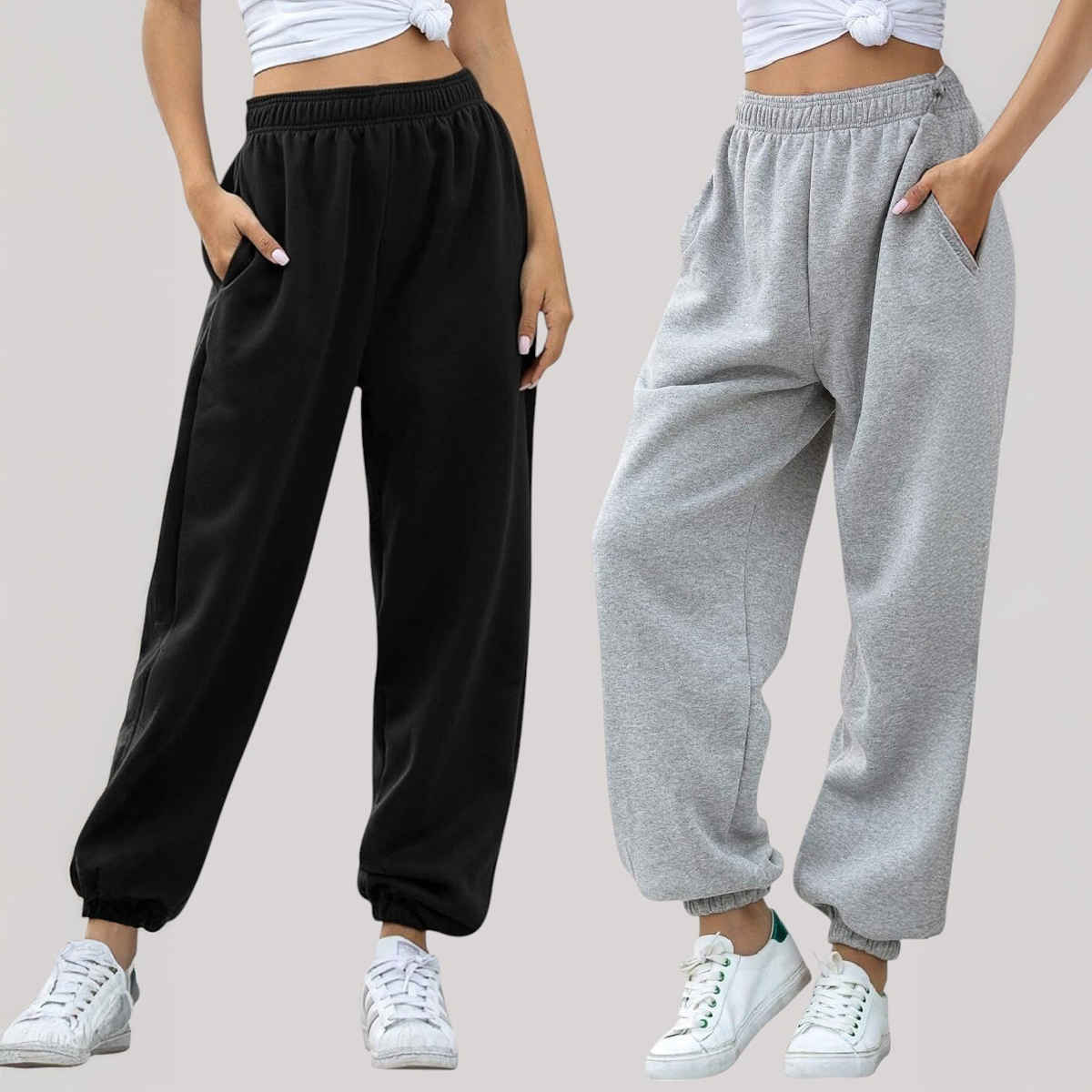 Q-rious Women's Cozyflex Joggers | Plaz-CARGO-2c | Black & Grey - 30