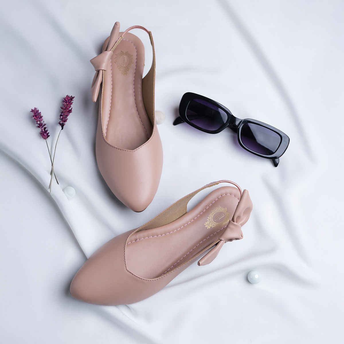 Shoetopia Casual Side Bow Detailed Pink Flat Belly For Women | UK 8