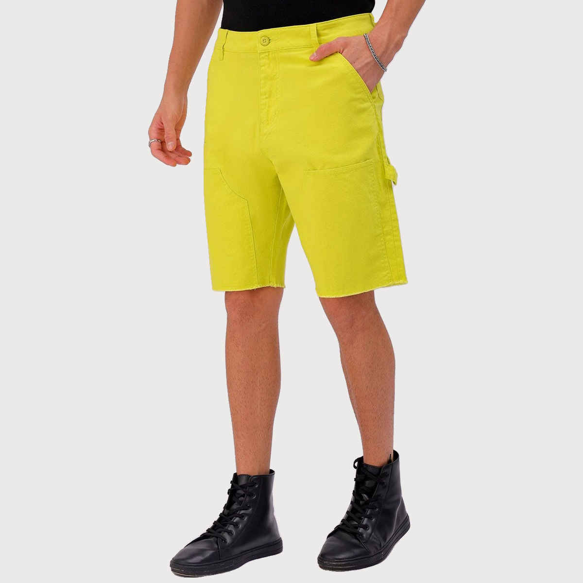 The Indian Garage Co Men Street Relaxed Cyber Lime Solid Shorts - 30 | 1223-Oxcrpsho-05