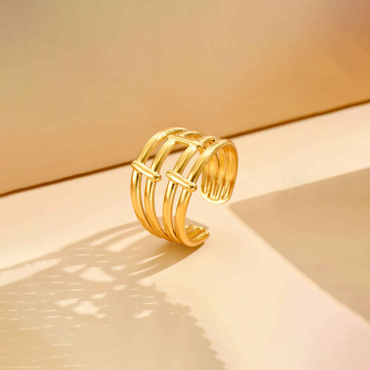 Label She Gold Plated Anti Tarnish Stainless Steel Adjustable Ring | LS-RNG-72162