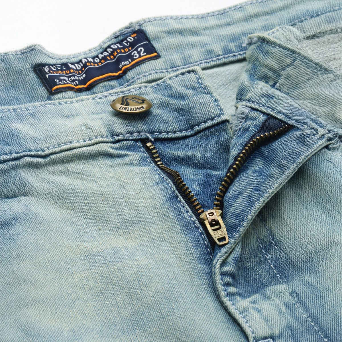 The Indian Garage Co Men's Slim Fit Solid Casual | Blue - 30