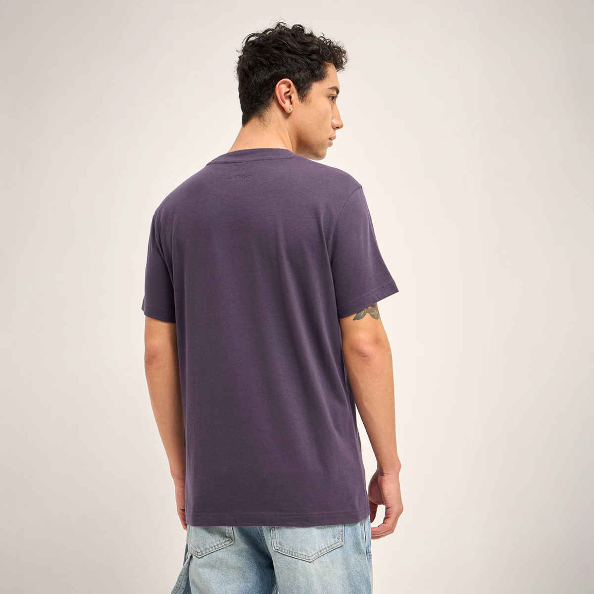 The Bear House Men Relax Fit Solid T-shirt - Thames | Purple | XXL