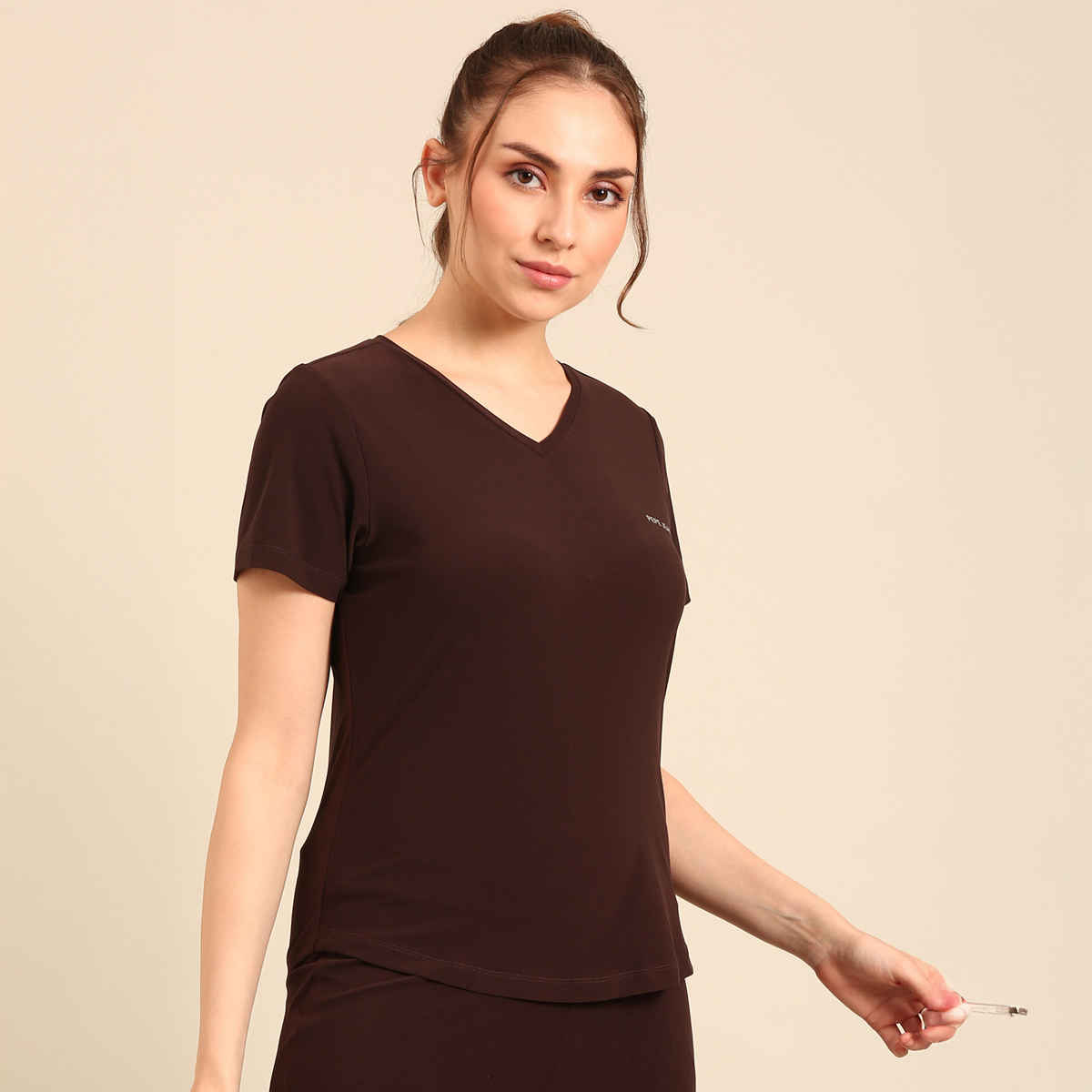 Pepe Jeans Womens Brown Dry Fit Women T-Shirt - Pack of 1 (S) Comfort Fit, Soft Fabric, Breathable