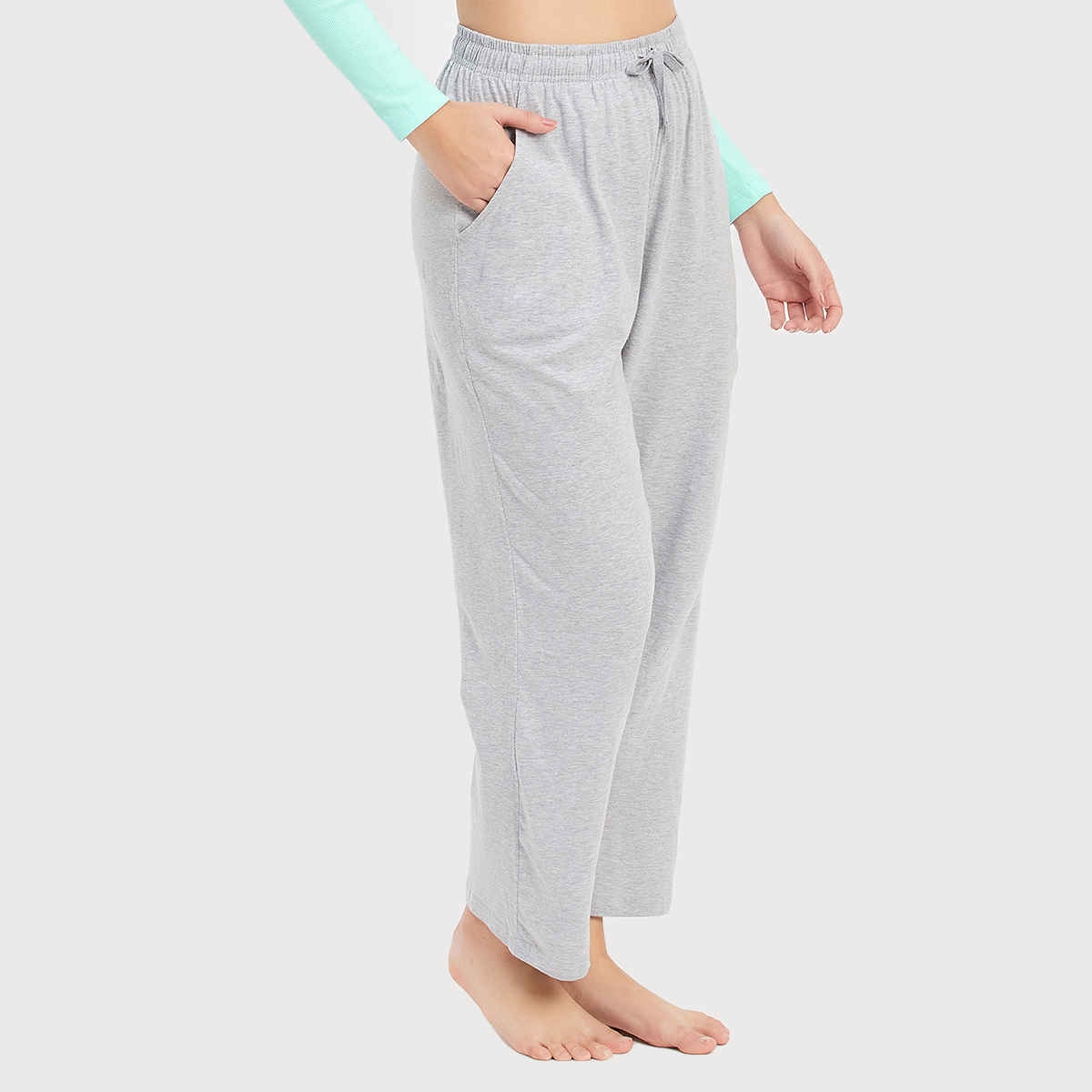 Clovia Pyjama With Elastic Waistband - Cotton Rich(Grey Melange - 3Xl)
