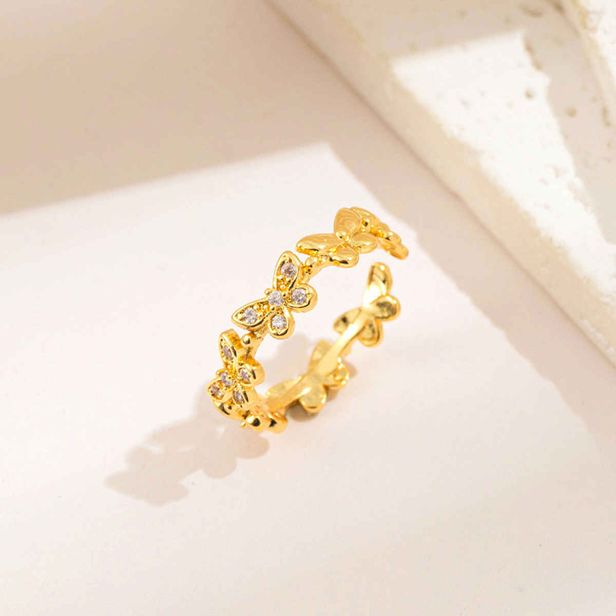 Label She Gold Plated Stainless Steel Butterfly Adjustable Ring | LS-RNG-72178