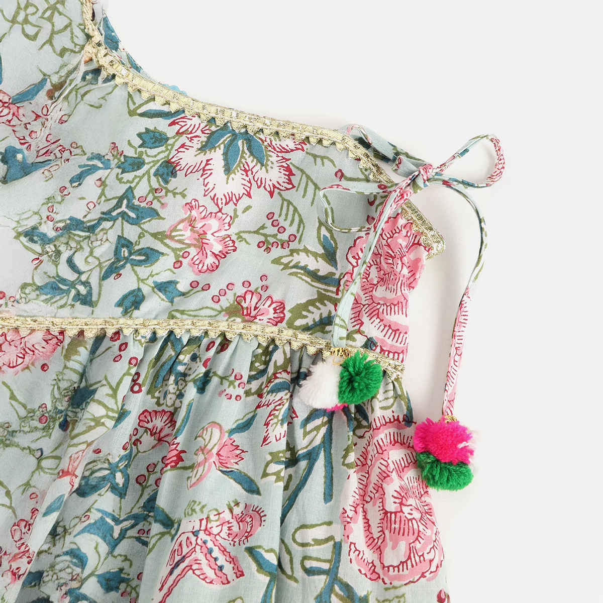 Pspeaches Girl's Dhoti Set | Dh-Greenjaal | Green | 2-3 yrs