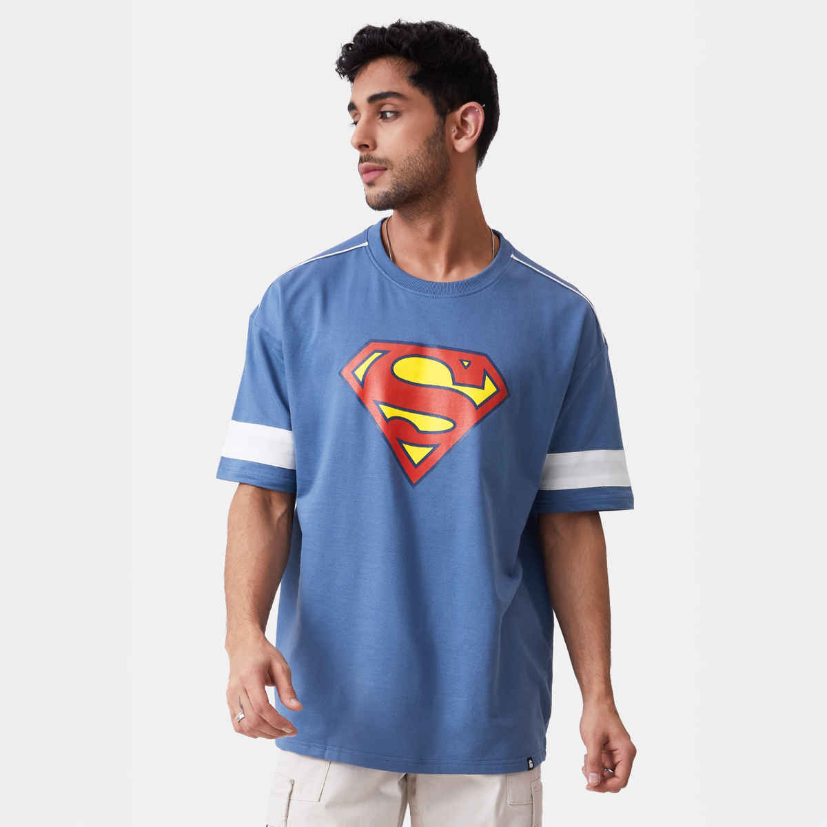 The Souled Store Men's Superman Classic Oversized T-shirt | Blue - 2XL