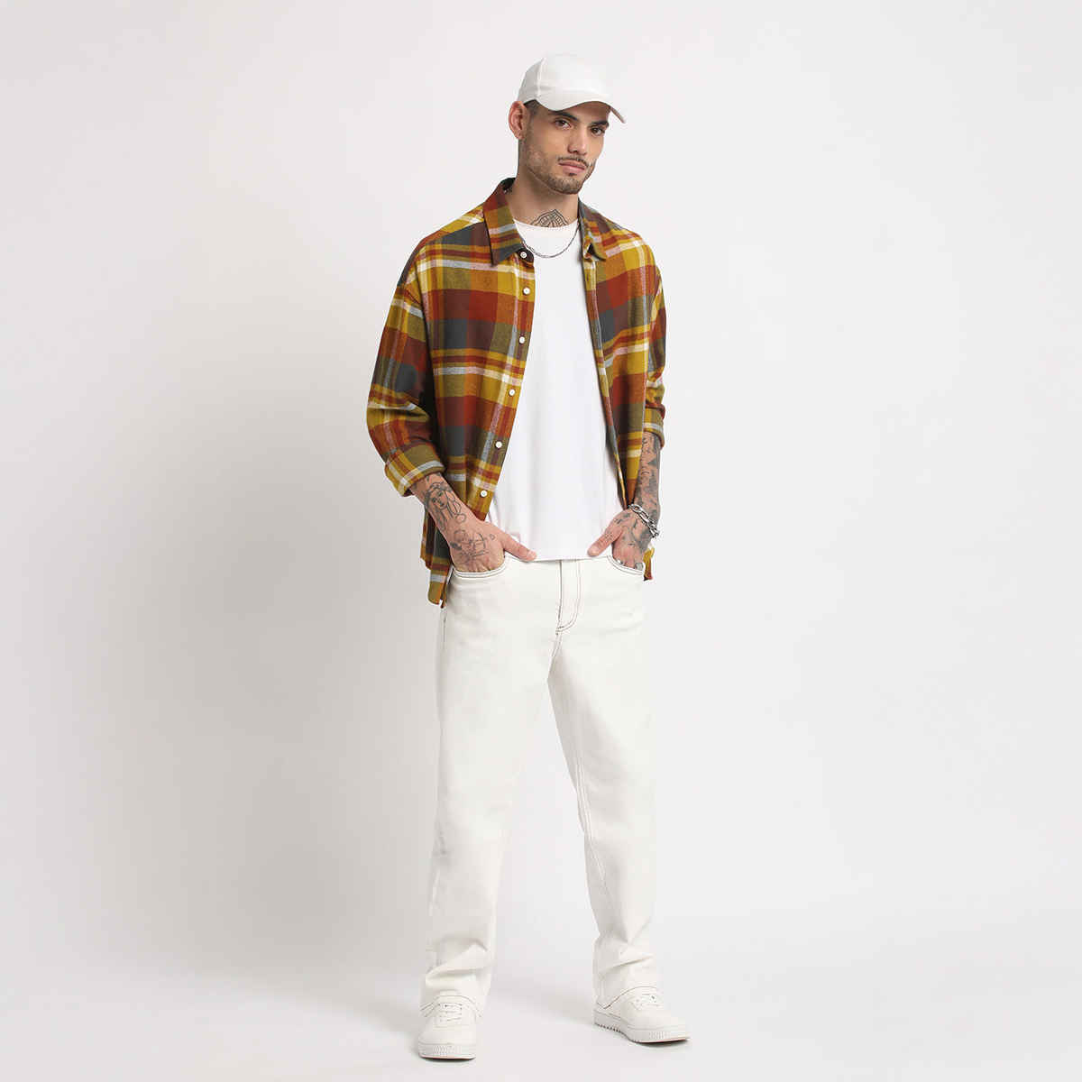 THE BEAR HOUSE Men's Checked Regular Fit Cotton Casual Shirt | TBH-MELA-MC | Multicolour - L