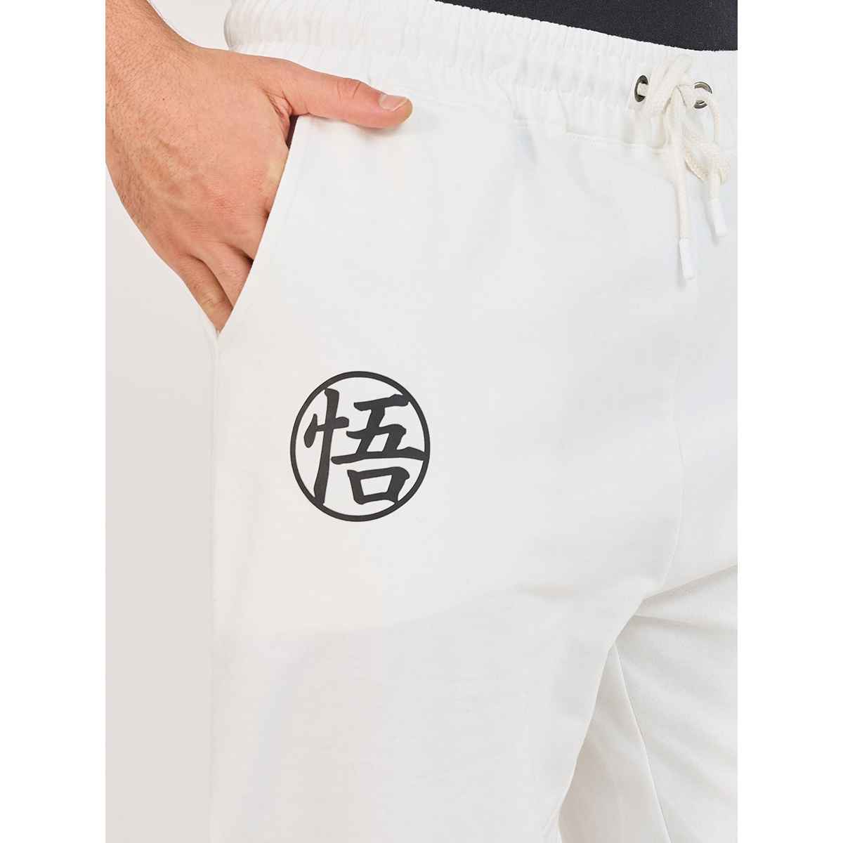 Styli Men's Graphic Jogger with Dragon Ball Super Character Print | Cream - S