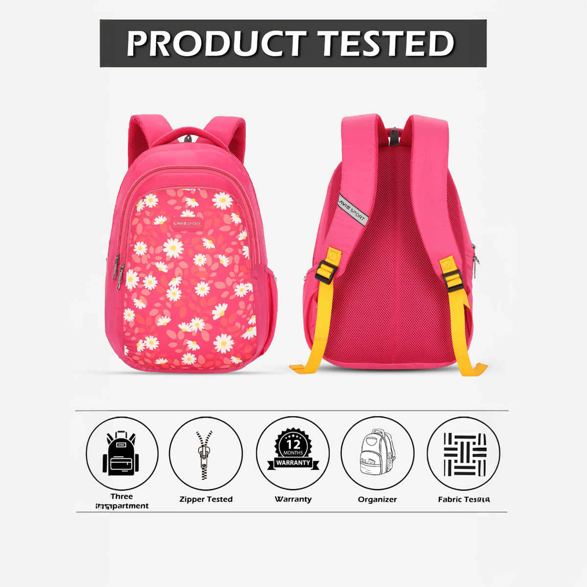 Lavie Sport Girl's Polyester 26 L Top Handle School Backpack | Magenta - 17 Inches