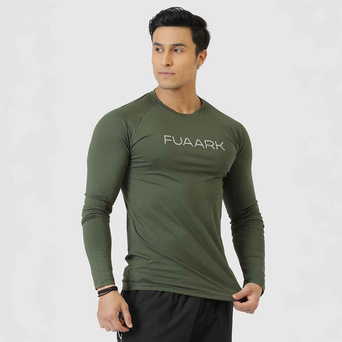 Fuaark Men's Chase Full Sleeve GYM T-shirt | Olive - L
