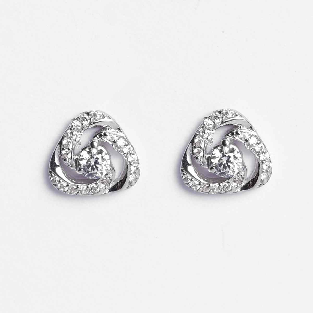 Clara 925 Sterling Silver Bianca Solitaire Stud Earrings | Platinum Plated | Swiss Zirconia