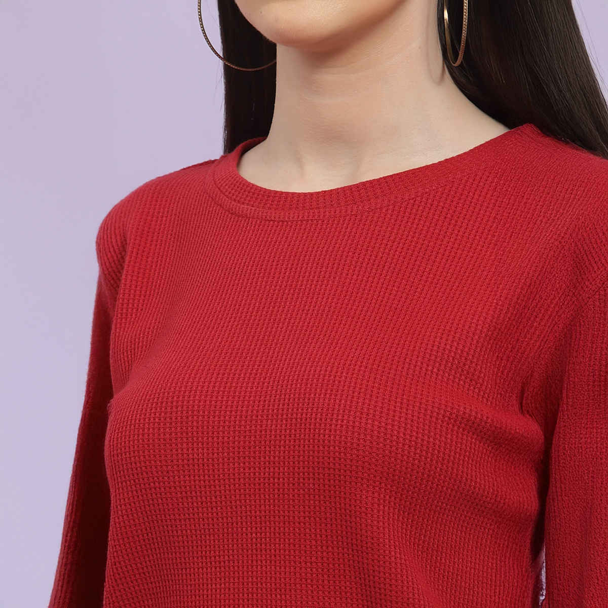 Rigo Women Waffle Knit Co-ord Set | Maroon - S