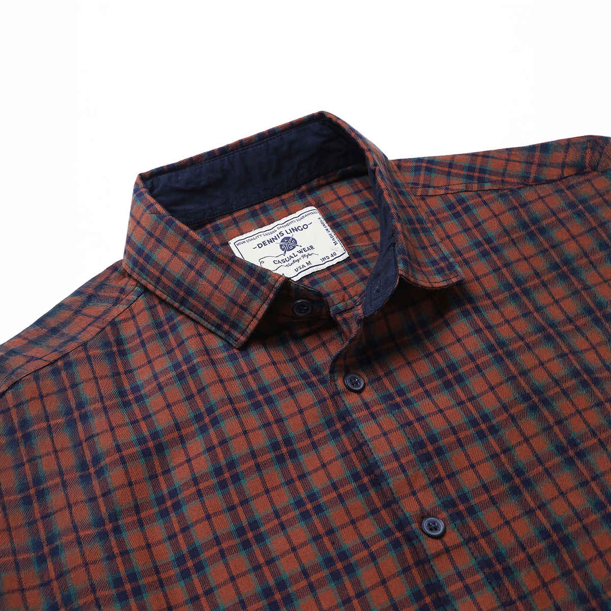 Dennis Lingo Men's Checkered Slim Fit Casual Shirt | Khaki | S