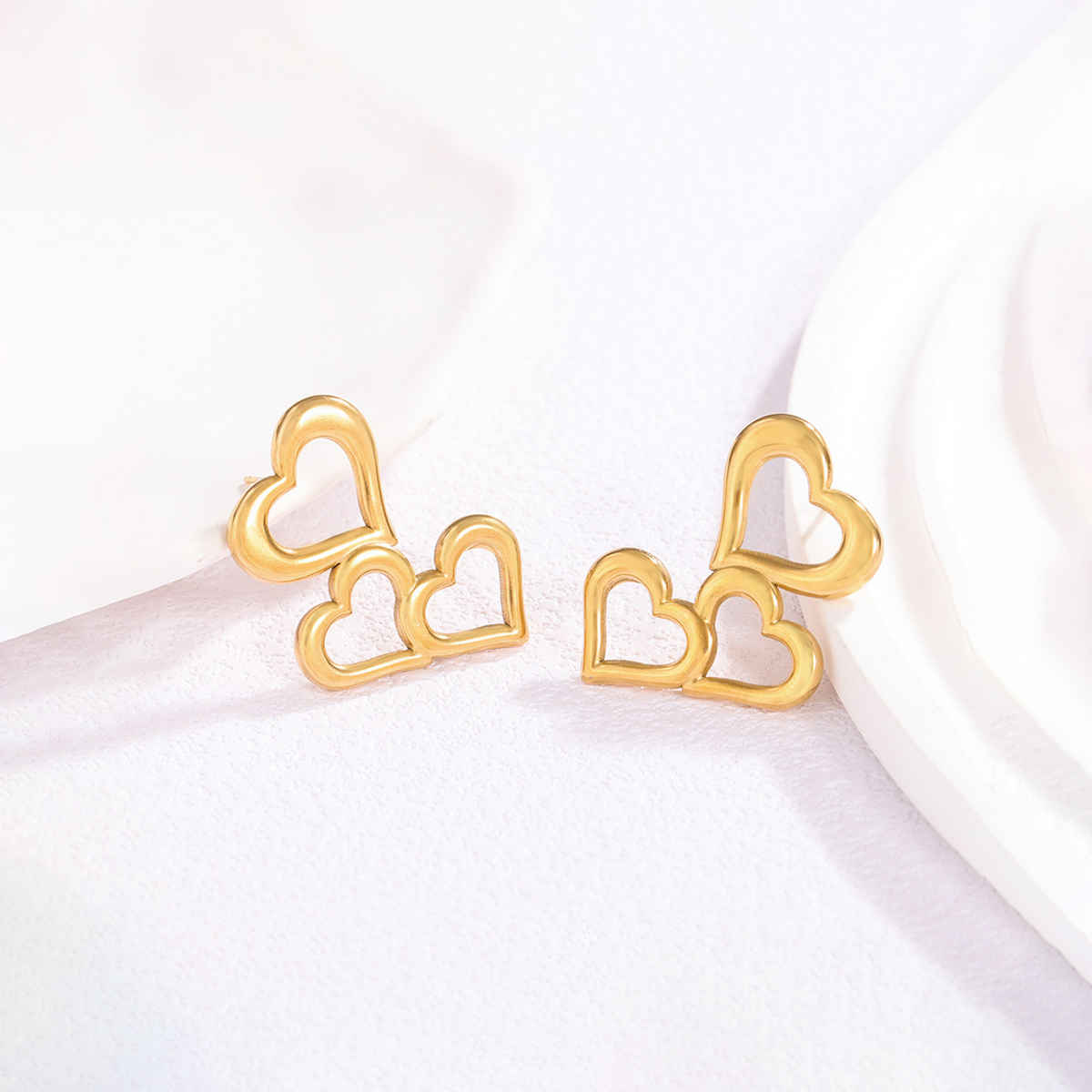 LabelShe Gold Plated Stainless Steel Heart Themed Stud Earrings | LS-ERG-57098