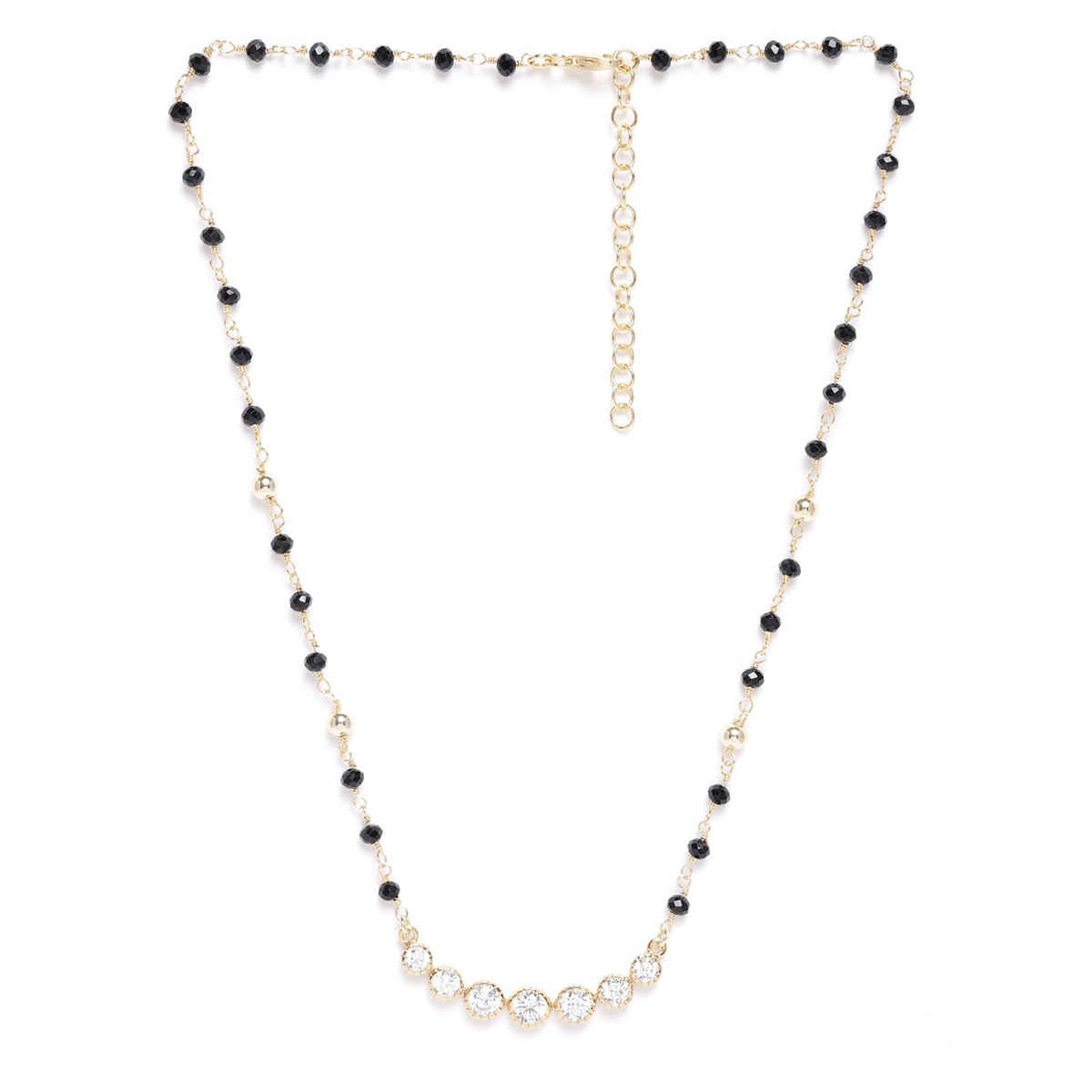 Carlton London 18Kt Gold-Plated CZ-Studded & Artificial Beaded Mangalsutra-B849903N/1