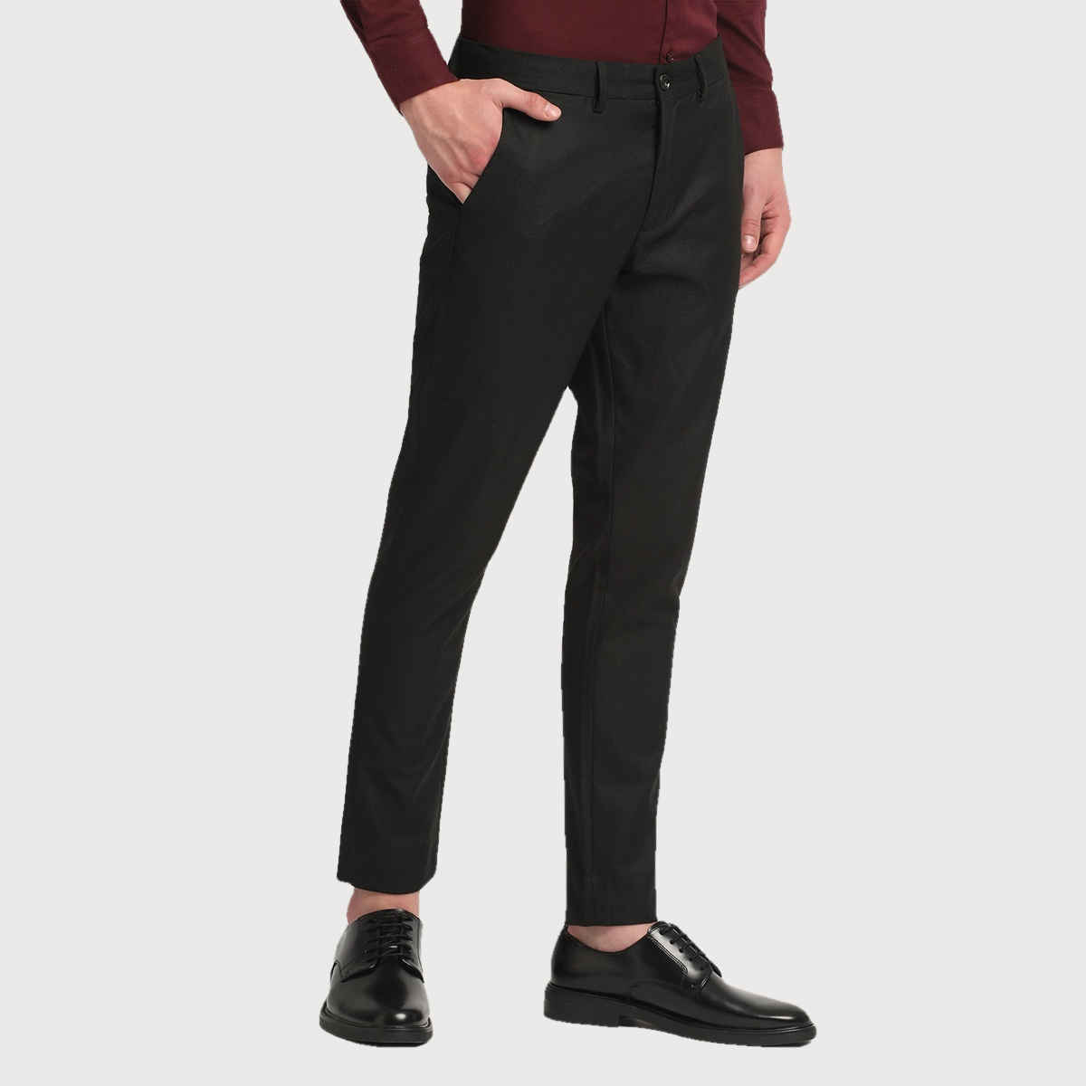 The Bear House Men Slim Fit Solid Formal Trouser - Grifin | Black | 32