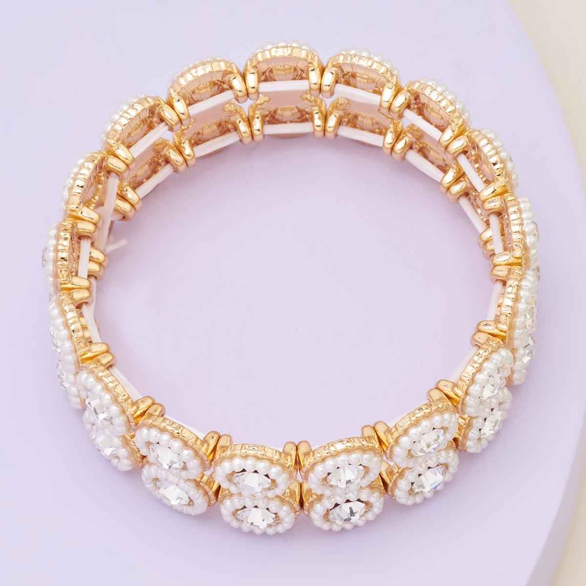 Kushal s Fashion Jewellery Pearl Gold-Plated Synthetic Trendy Bracelet | 347769