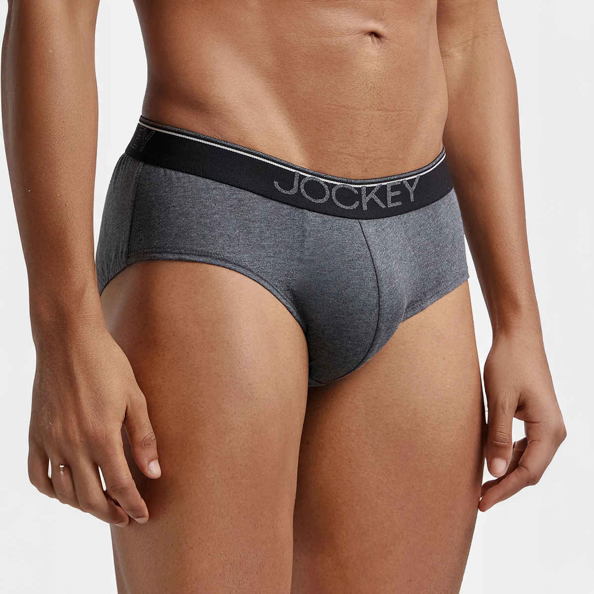 Jockey 8037 Men's Super Combed Cotton Underwear Solid Brief|Ultrasoft Waistband | Grey-S