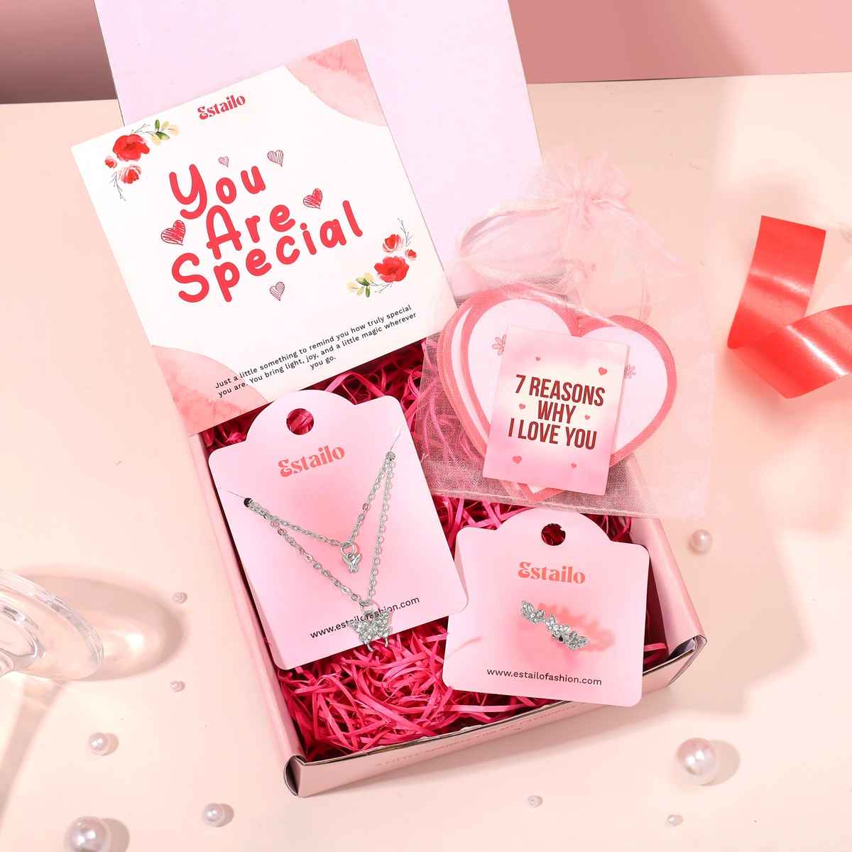 Estailo Fashion Butterfly Necklace, Ring & Gift Card Combo | Mother's Day