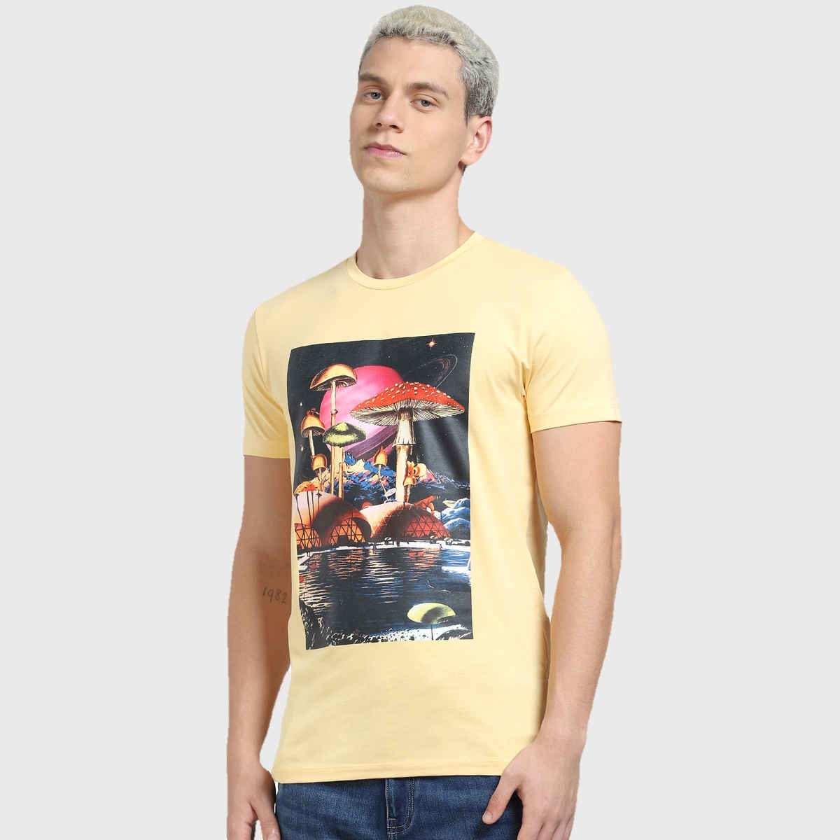JACK & JONES Men's Slim Fit T-shirt | Beige - L