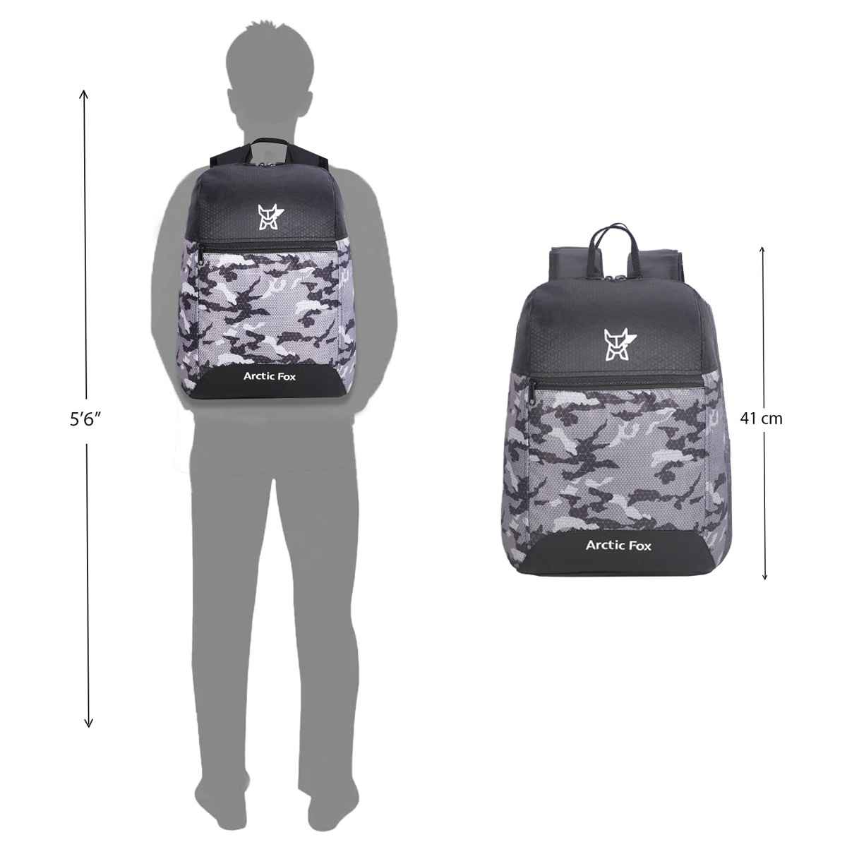Arctic Fox Unisex Camouflage Polyester 17 L Backpack | Camo Black