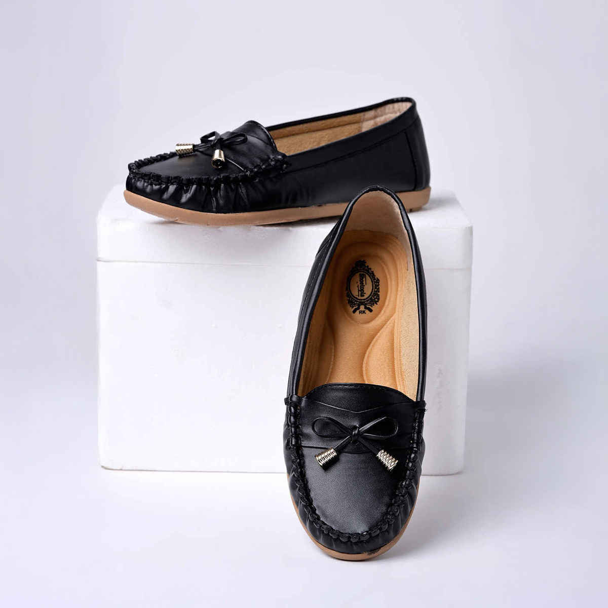 Shoetopia Women's Comfortable Loafers | Black - UK 4