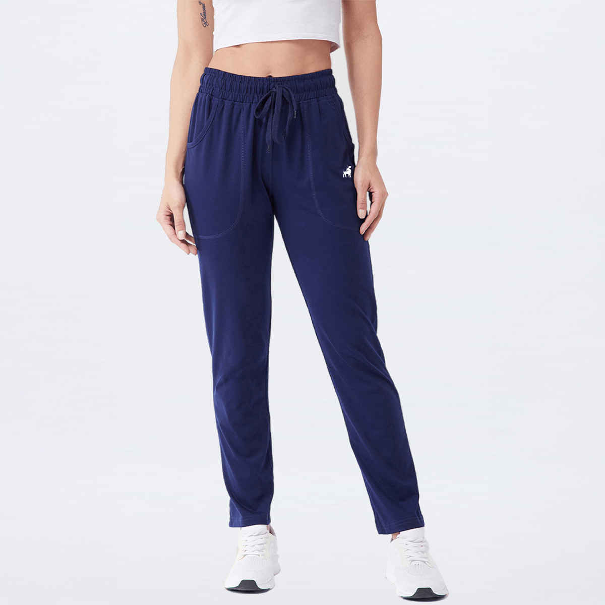 Modeve Women's Regular Fit Track Pants | Navy - L
