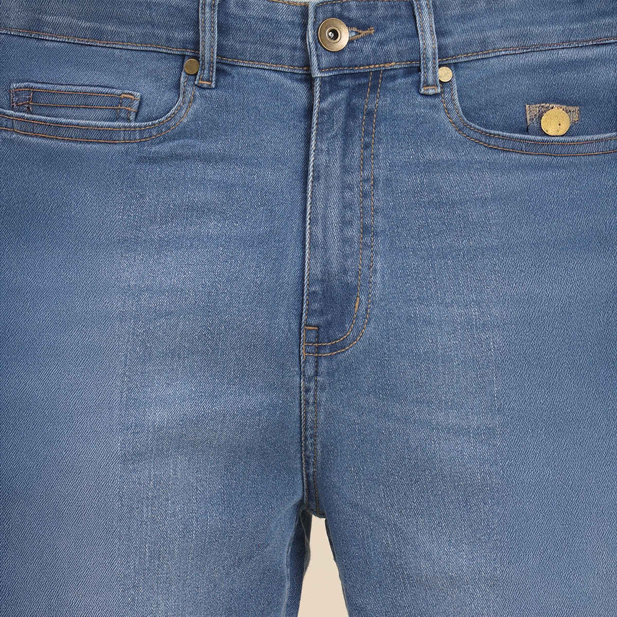 Dennis Lingo Men's Mid-Rise Light Fade Straight Fit Stretchable Jeans | Blue | 34