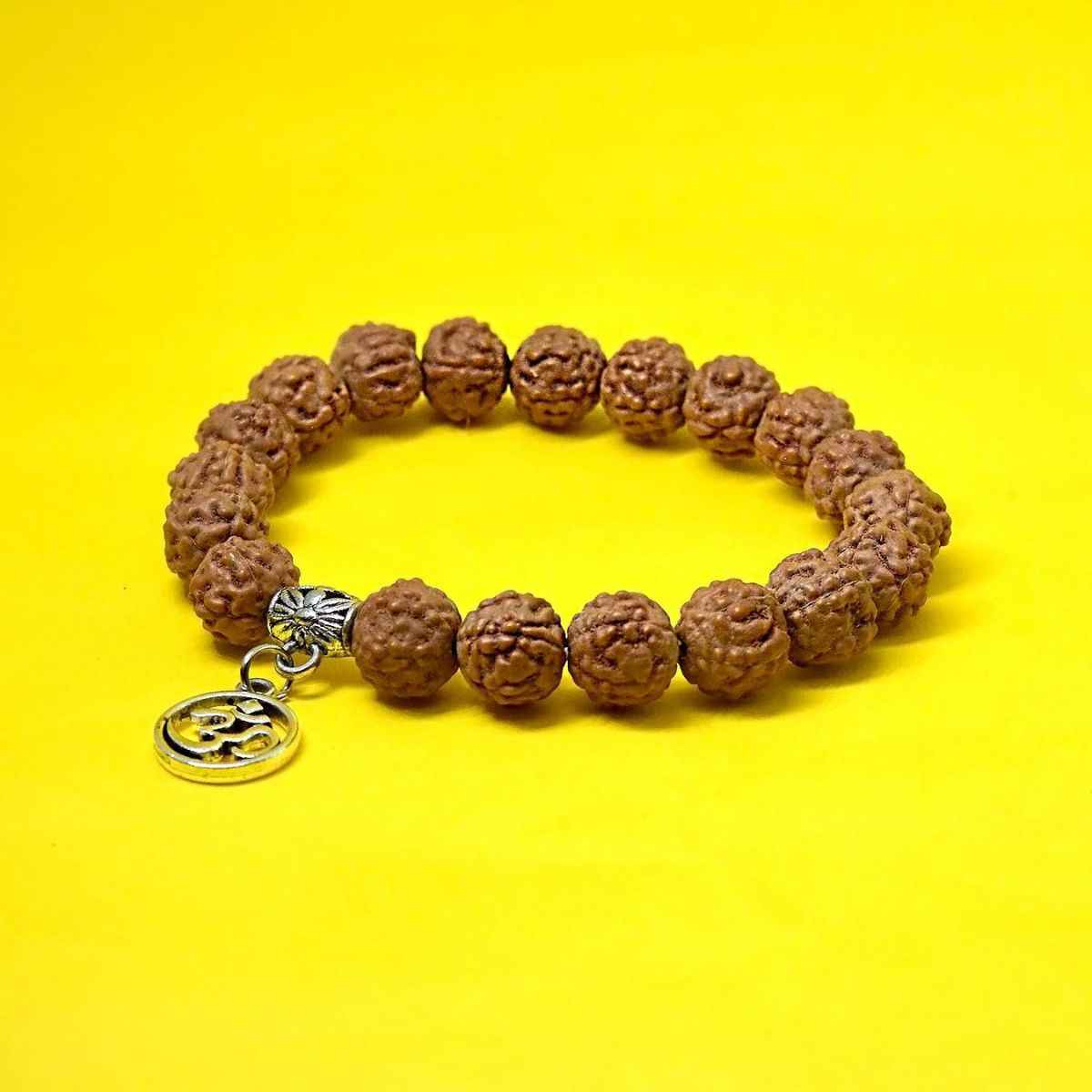 Seetara 5 Mukhi Rudraksha Bracelet with Om Charm for Spiritual Protection