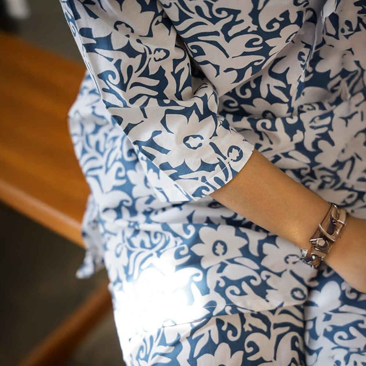 Sanskrutihomes Shirt Collar Pure Cotton Night Suit | Blue - S