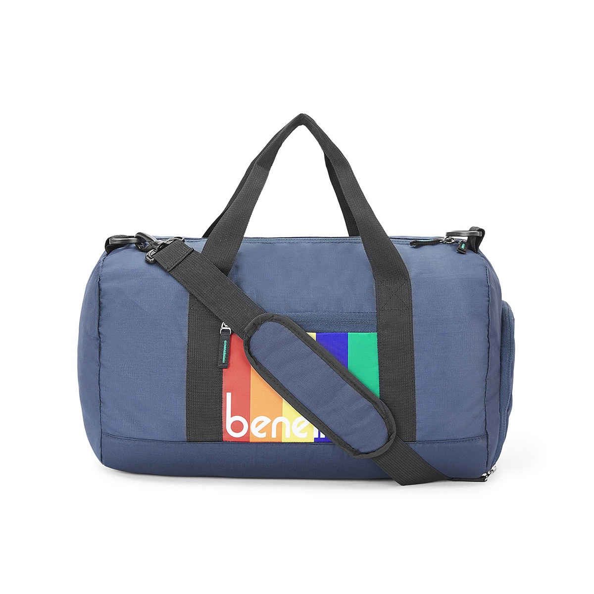 United Colors Of Benetton Unisex Solid Polyester 38 L Web Handle Duffle Bag | Navy Blue
