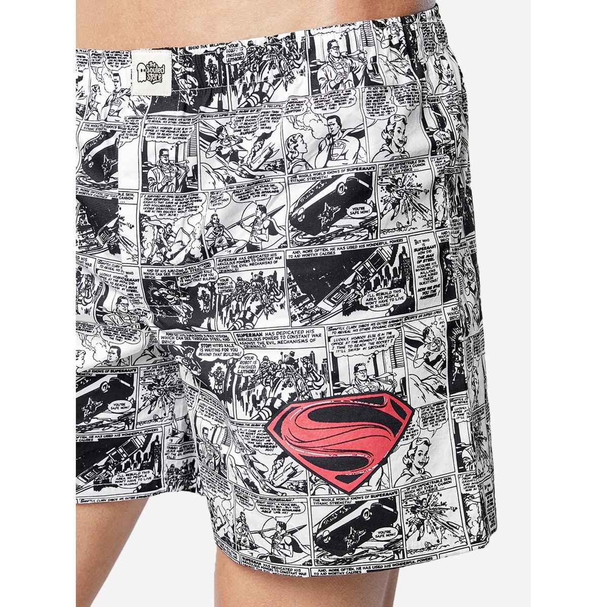 The Souled Store Men's Superman Comic Boxer Shorts | White - L