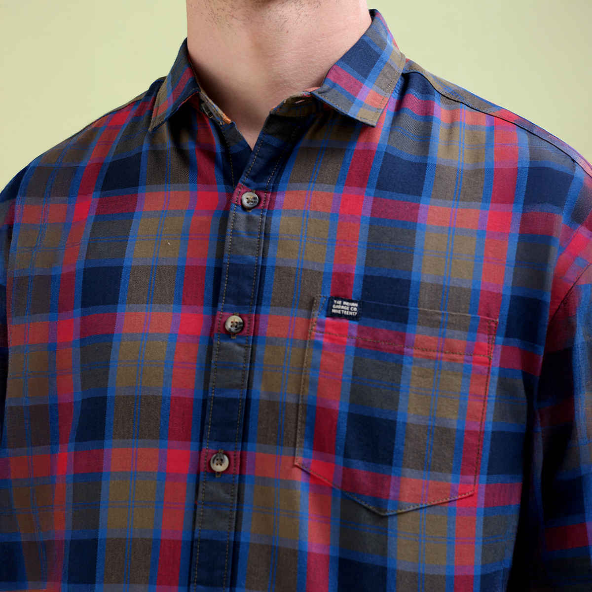 The Indian Garage Co Slim Fit Other Checks Casual Shirt | Navy Blue - L