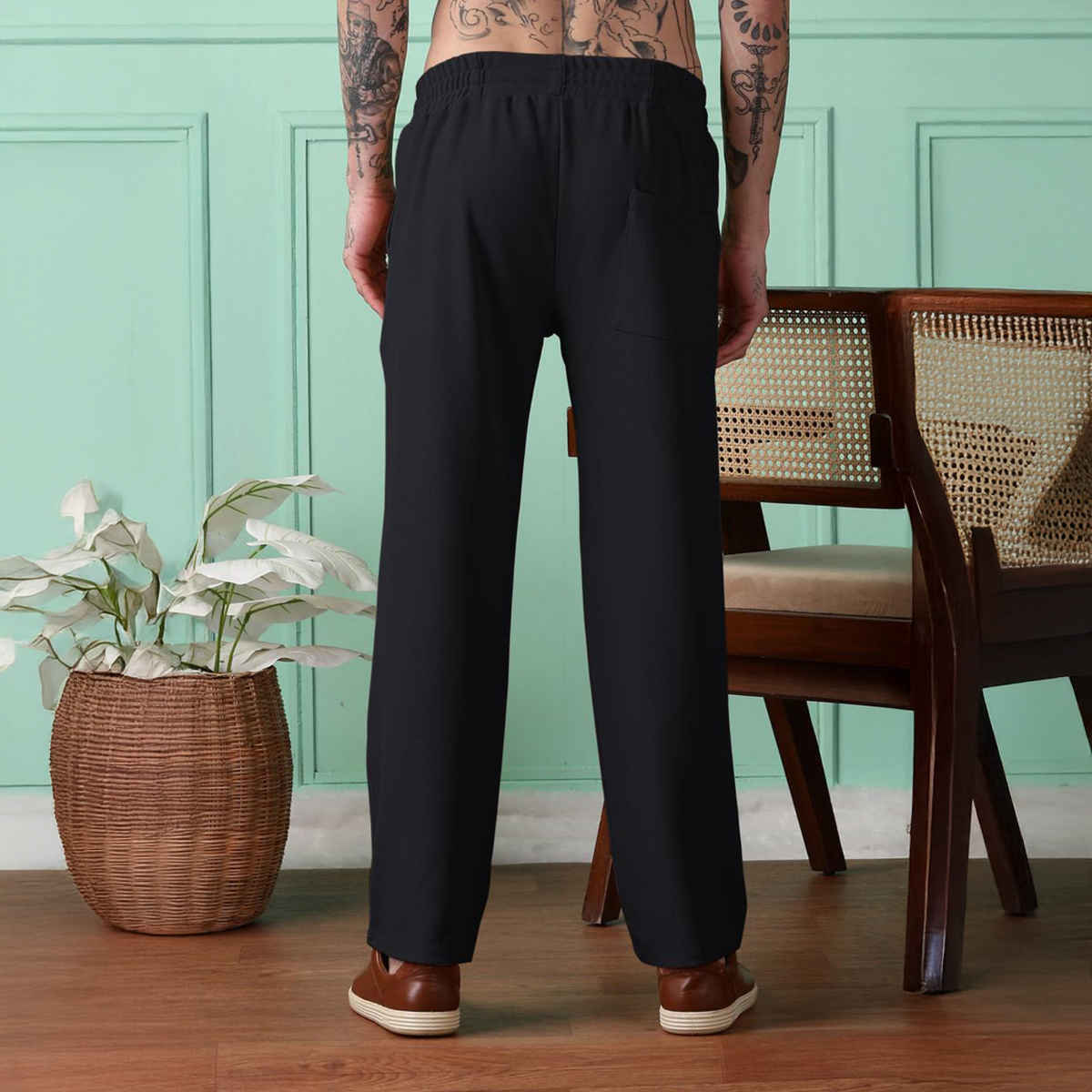 GCYX Men's Track Pant | 60% Cotton 40% Polyester Comfortable Wear | Black - L