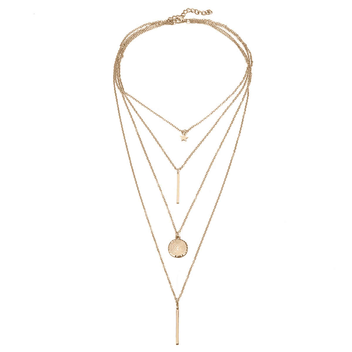 Jewels Galaxy Gold Plated Layered Necklace Set Of 2