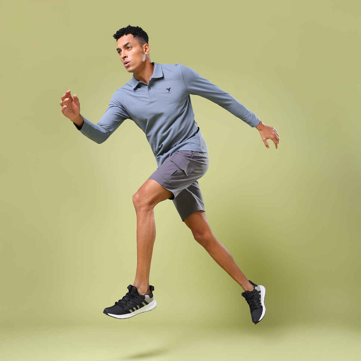 Technosport Men Poly Solid Slim Fit Sports Shorts with TS FLEXI | Iron Grey | M