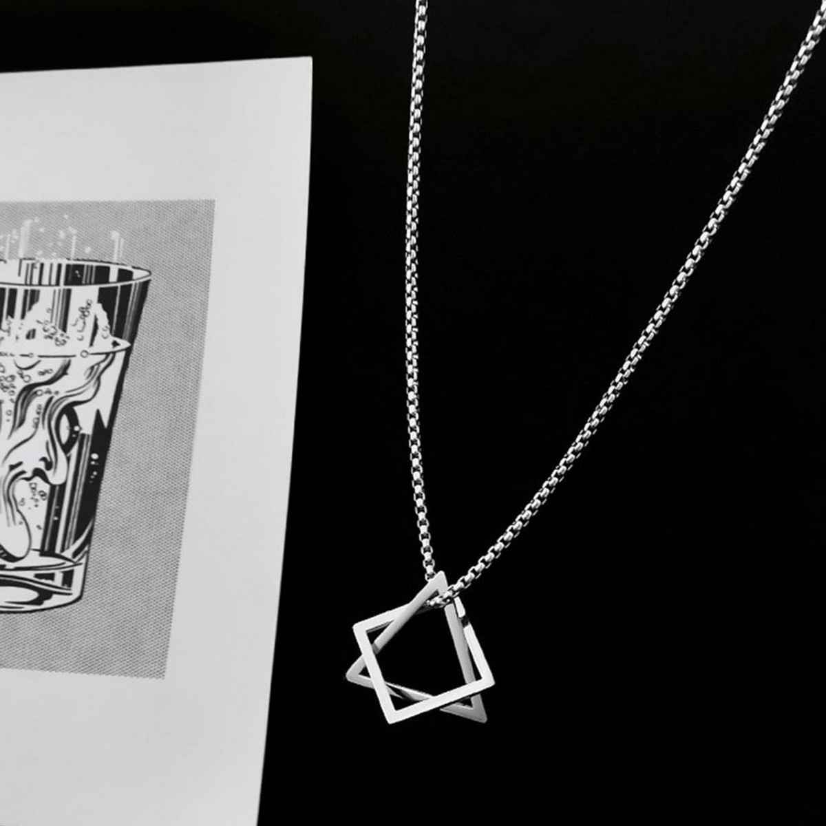 Fashion Frill Men's Triangle Pendant Chain Silver Onesize