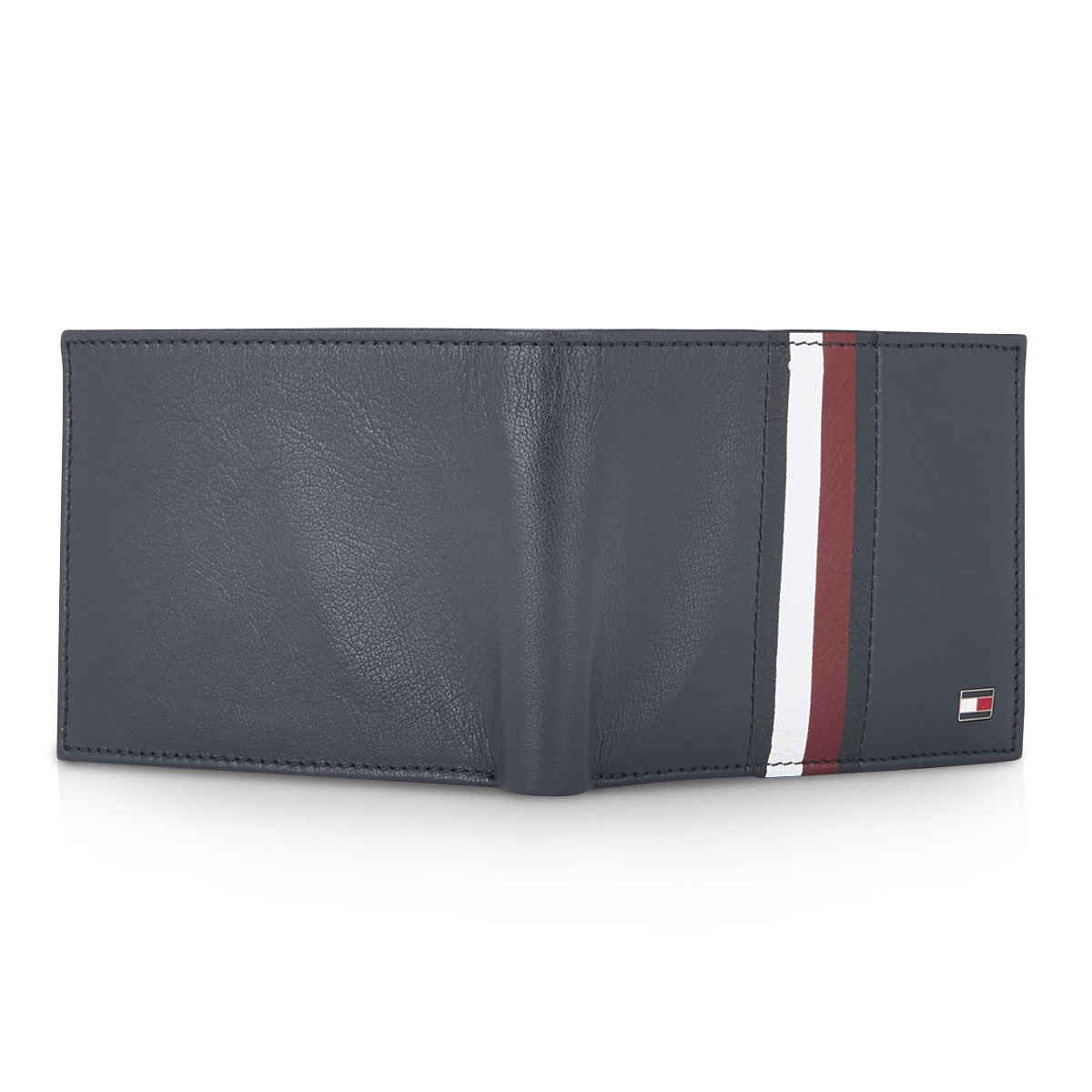 Tommy Hilfiger Men's Striped Leather Passcase Wallet | Navy - One Size