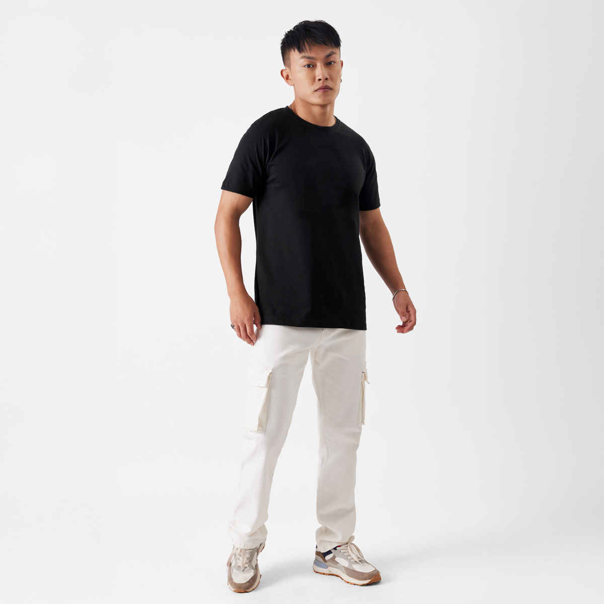 The Souled Store Men's Regular Solids- Black T-Shirts | Black | XL