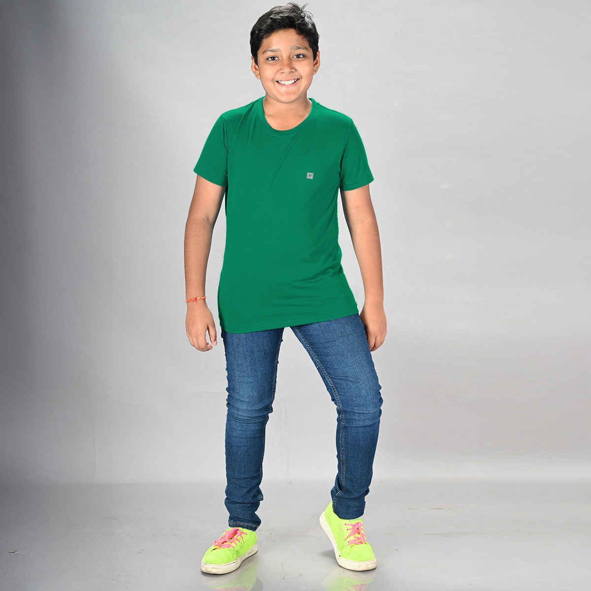 Lux Nitro Kids Round Neck T-shirt | Peacock Green - L