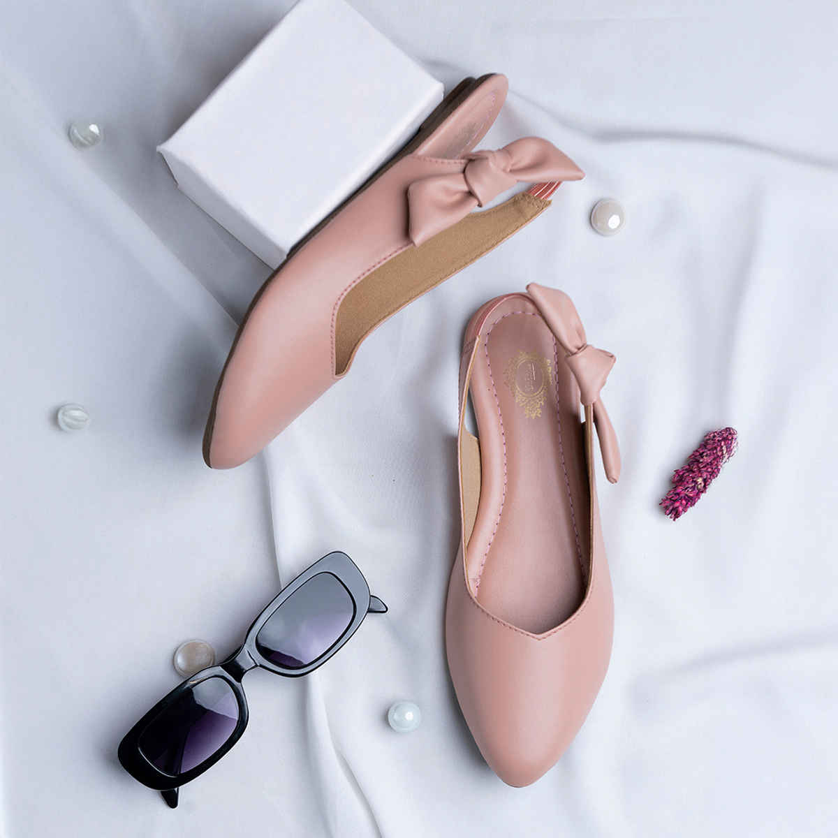 Shoetopia Casual Side Bow Detailed Pink Flat Belly For Women | UK 9