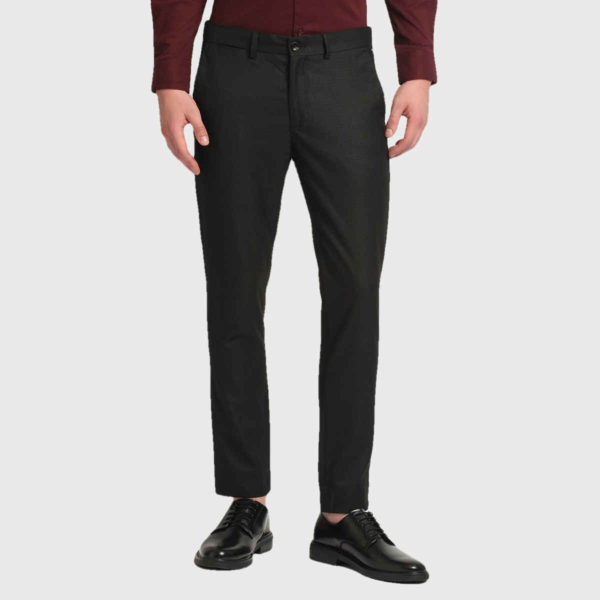 The Bear House Men Slim Fit Solid Formal Trouser - Grifin | Black | 32