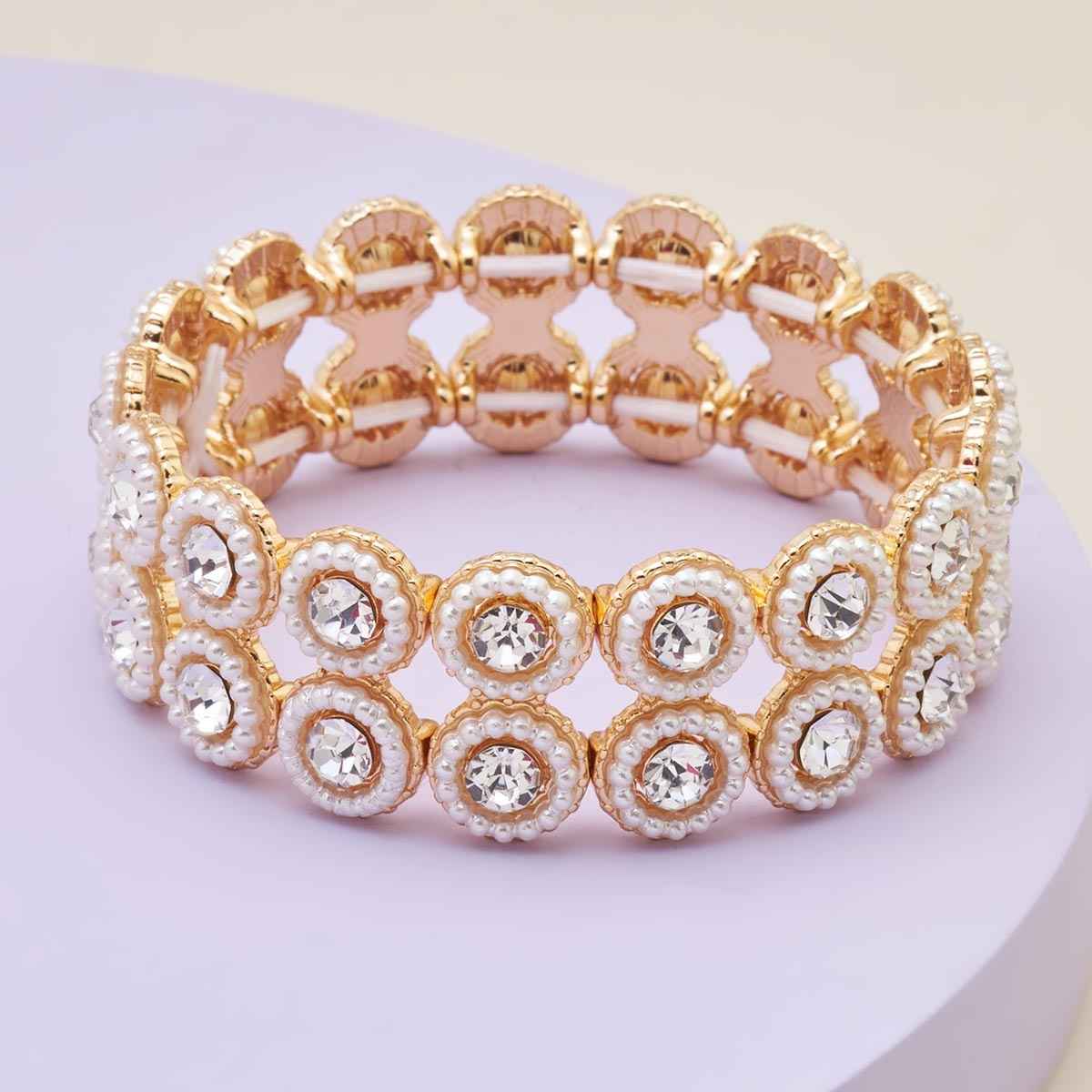 Kushal s Fashion Jewellery Pearl Gold-Plated Synthetic Trendy Bracelet | 347769