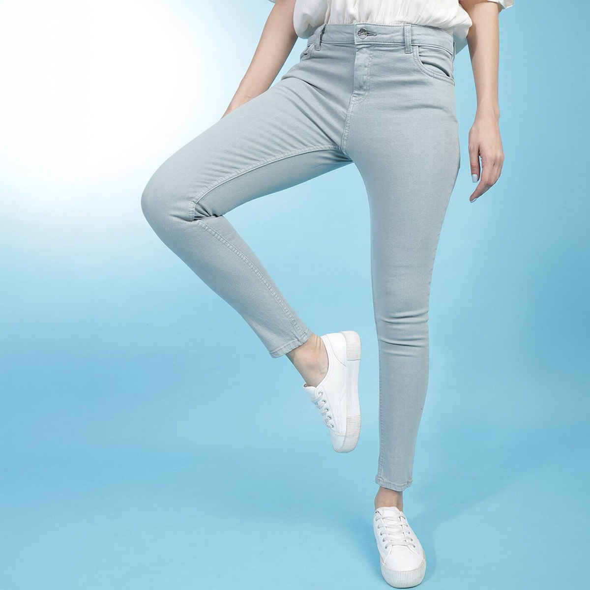Freehand Women's Casual Skinny Fit Jeans | Green - 34