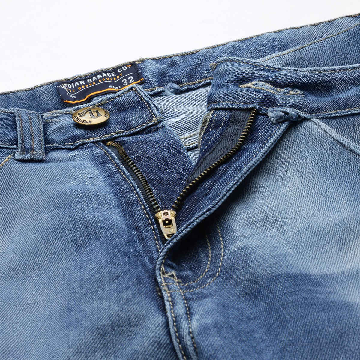 The Indian Garage Co Men's Dad Fit Distress Street Jeans | G-131 | Blue - 30