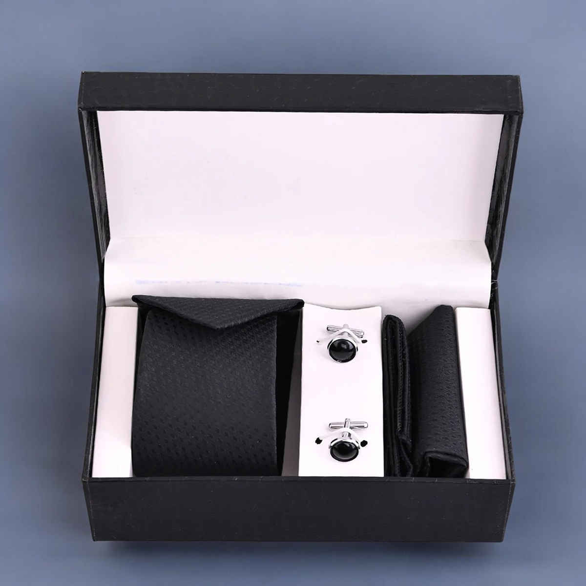 Voylla Men's Textured Alloy Accessory Gift Set | Black - Free Size